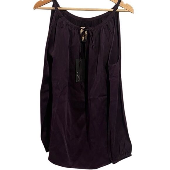 Chaser Purple Long Sleeves Cold Shoulder Silk Top Size Medium NWT - Picture 8 of 11